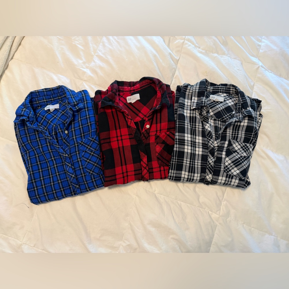 Women’s Plaid Flannel popover Shirt - Blue, Red, and Black